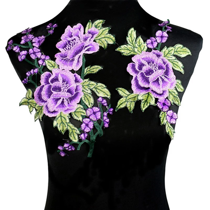 1 Pc Flower Embroidery Patches Fabric For Clothing Lace Sewing Dress Curtain Accessories DIY Repair Neckline Collar