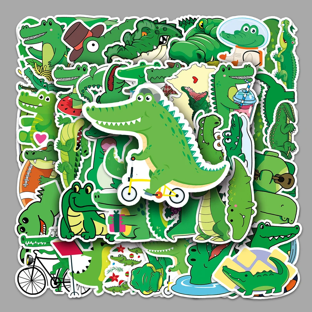 Pegatinas de cocodrilo de dibujos animados para niños, calcomanías de vinilo impermeables, grafiti, juguete para portátil, regalos para niños, 10/50 piezas, 2022