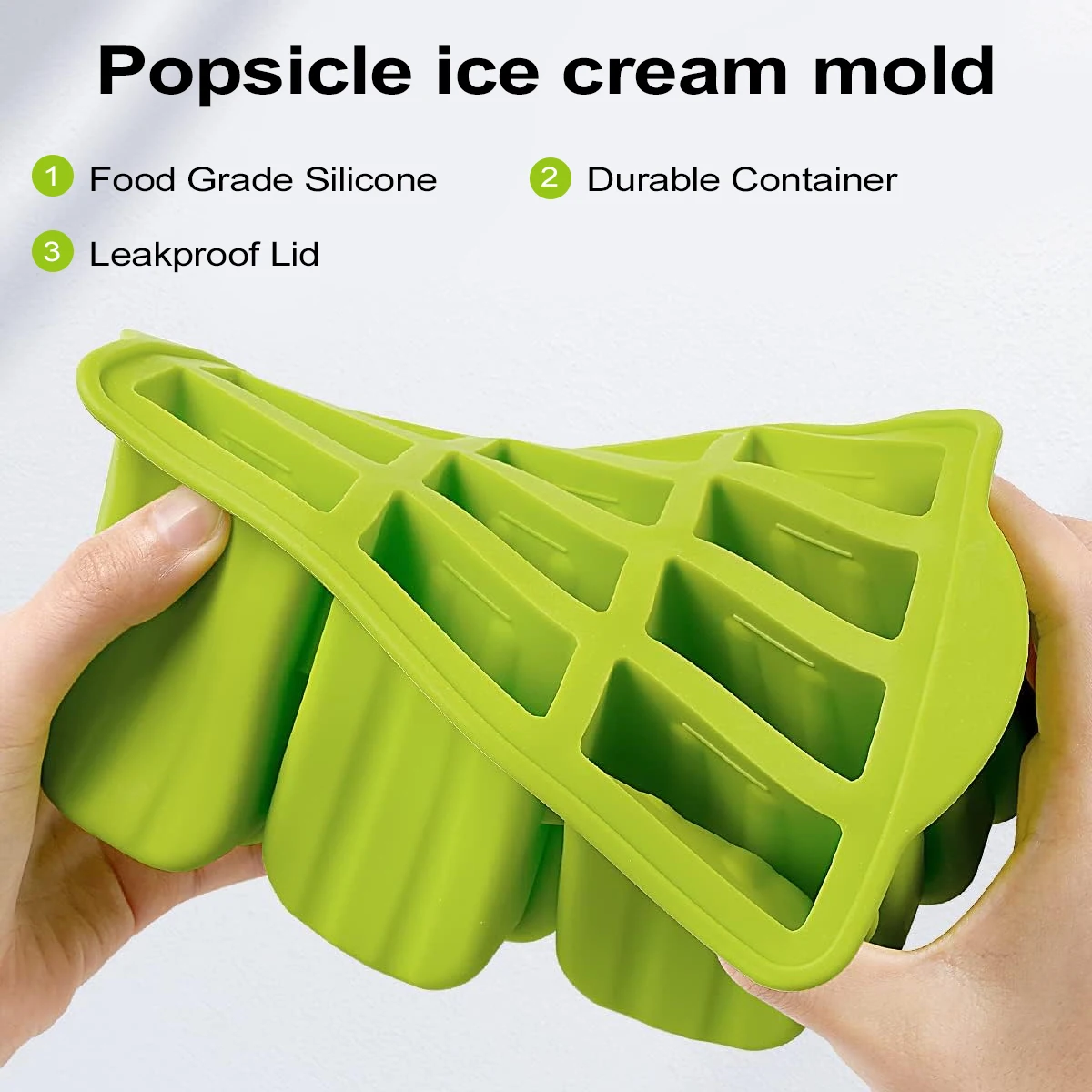 Leeseph Popsicles Mold, Reusable Easy-Release Silicone Homemade Maker Ice Pop Mold Trays with 50 Popsicle Sticks, Summer Gifts