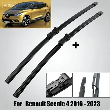 

Wiper Front&Rear Wiper Blades Set For Renault Scenic 4 2016-2023 Windshield Windscreen Window Wiper Blades replacement interface