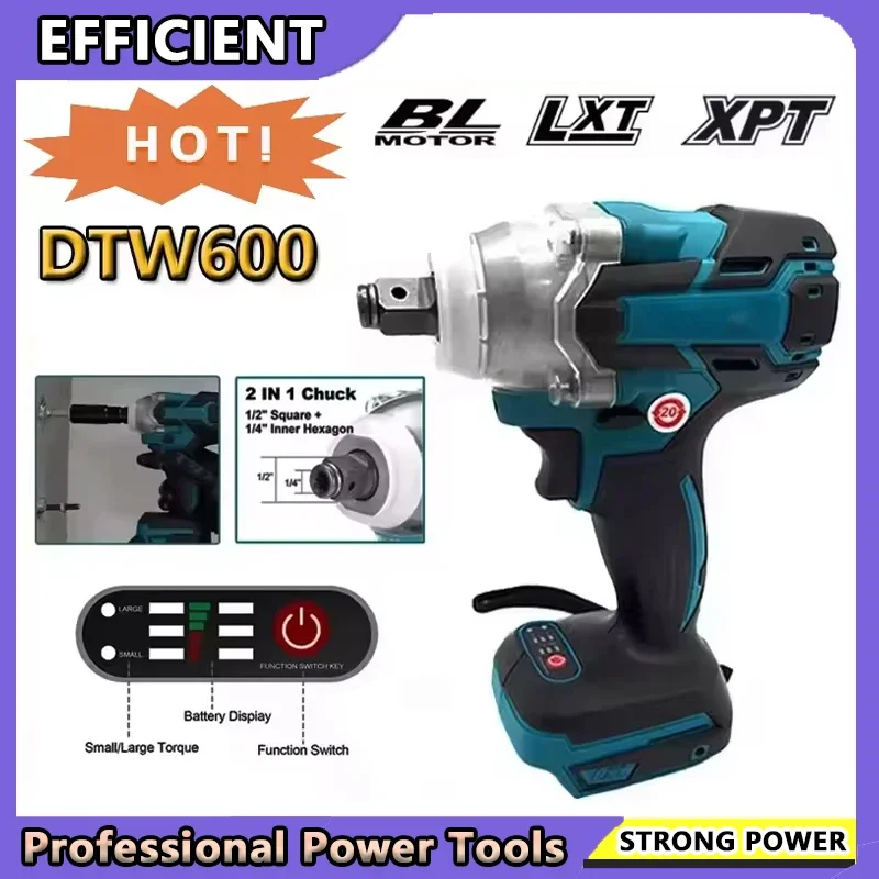 Fit Makita DTW600 Bürstenloser Elektroschrauber, wiederaufladbarer Bohrschrauber, kompatibel mit 18 V Akku, passend für Schraubendrehermaschine