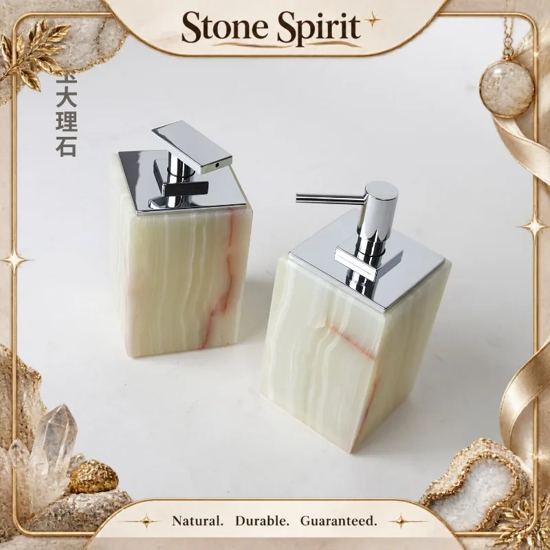 Natural Green Jade Marble Lotion Dispenser Bottle, Refillable Liquid Hand Soap Shampoo Bottle,Homestay Bathroom Accessory