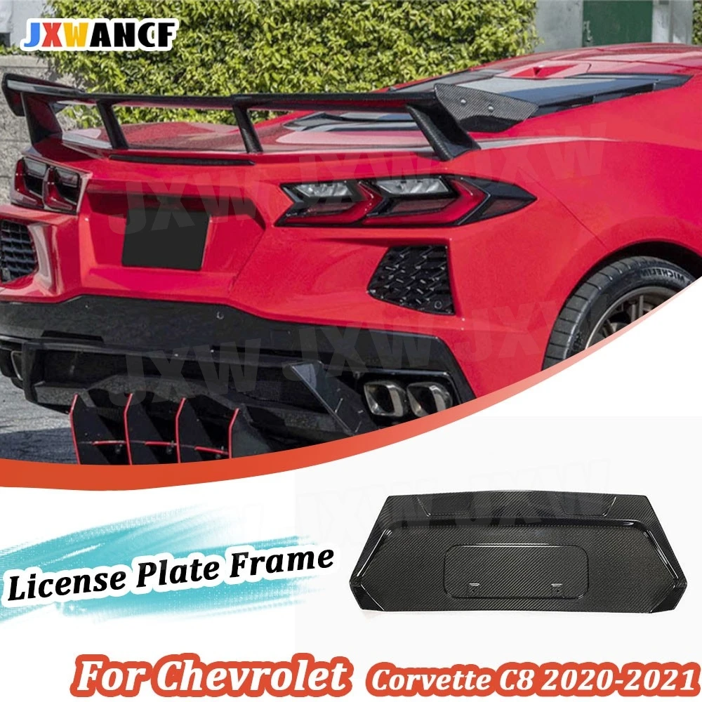 

Рамка номерного знака JXWANCF из углеродного волокна для Chevrolet Corvette C8 2020-2021, легкая, устойчивая к царапинам, стильная внешняя часть