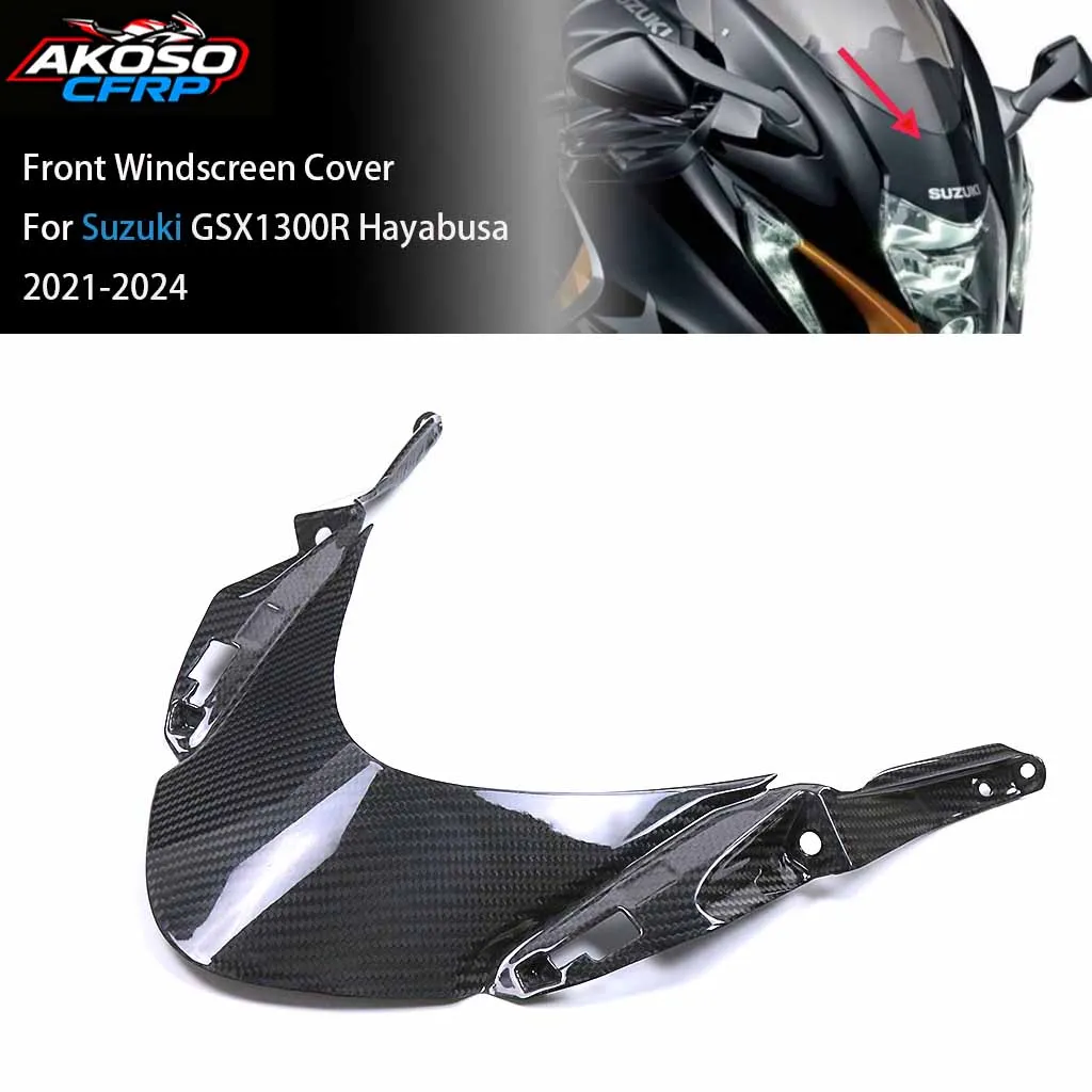 Motorcycle Carbon Fiber Front Windscreen Cover Windshield Bracket Fairing Kit Accessories For SUZUKI GSX1300R Hayabusa 2021-2024