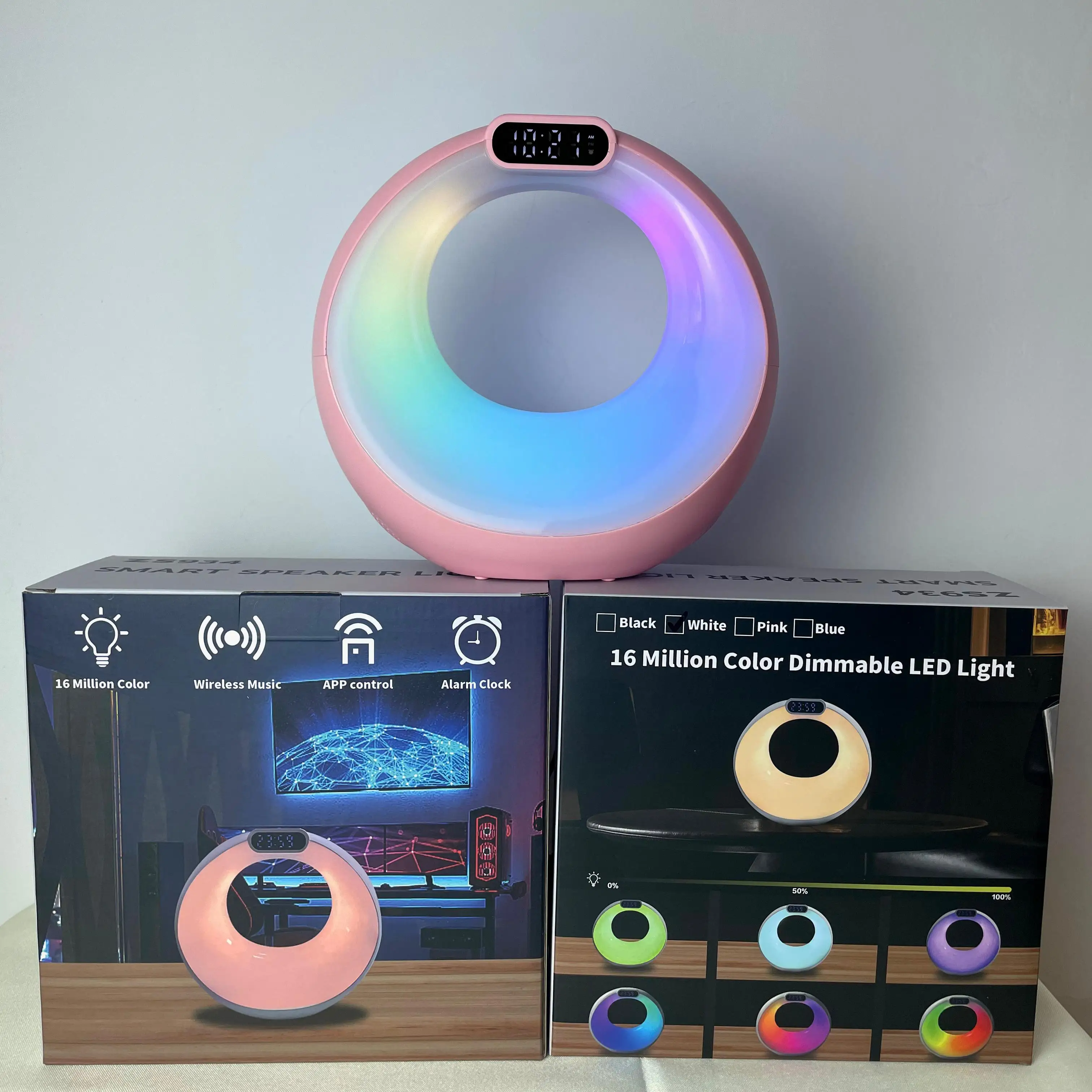 

G Shape 3 in 1 Wireless Charger Lamp Speaker Wireless Charger with Speaker Light and Clock Transparent Speaker with App Control