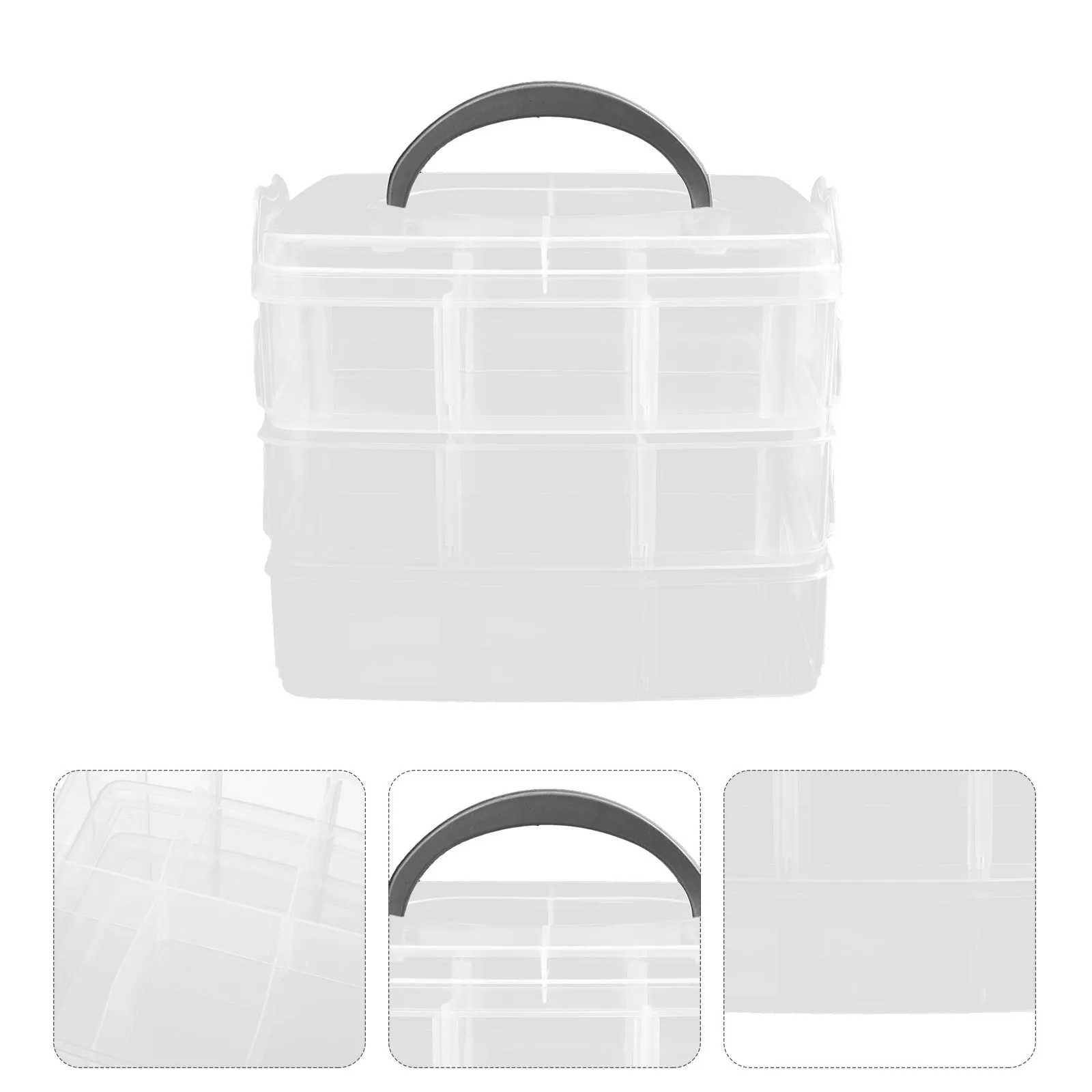 

2Pcs Portable Nail Art Tool Box Manicure Storage Container Lightweight Handle Toolbox Professional Salon Supply Organizer