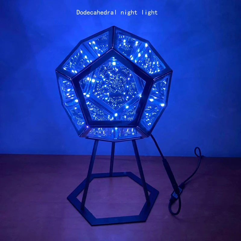 Lámpara de cielo estrellado creativa y fresca, lámpara de noche pequeña Dodecahedral, lámpara de arte de Color para el hogar, lámpara de ambiente de luz de cubo