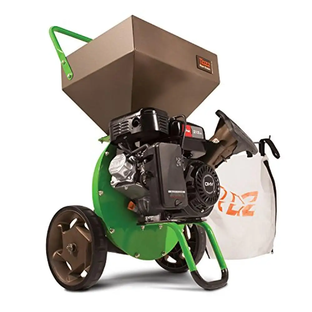 Heavy Duty Chipper Shredder 212cc 4-Cycle Engine Steel Hopper Bag Branches up to 3