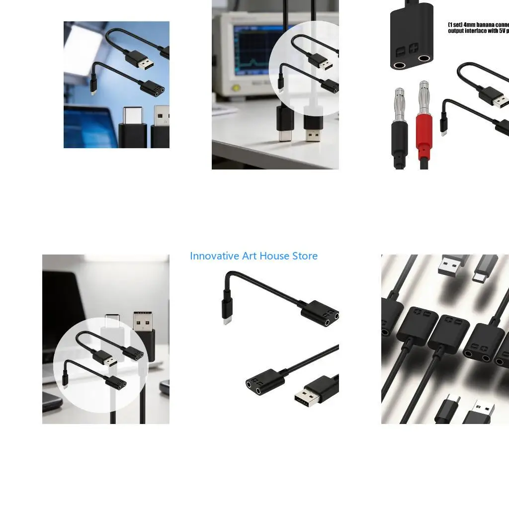 E1PC Compactly 20Cm Repair Power Cable Type C and USB A to 4Mm Banana Plug Power Cord for Portable Board Service, Diagnostics