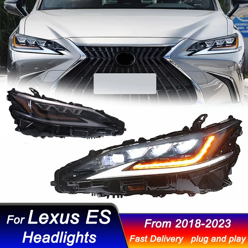 

Автомобильные светодиодные фары для LEXUS ES ES350 ES300 2018-2023, Модернизированная матричная фара в стиле DRL, динамический сигнал, передняя стандартная сборка