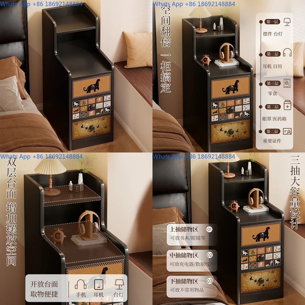 

Nightstand Storage Cabinet for Bedroom Narrow Side Table Minimalist Style