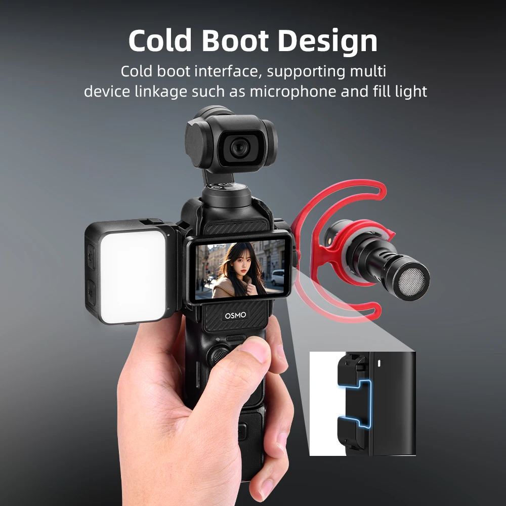 Luce di Riempimento Flymile per Accessori DJI Osmo Pocket 3, Luce LED Impermeabile IPX4, Illuminazione Magnetica per Selfie Pocket 4