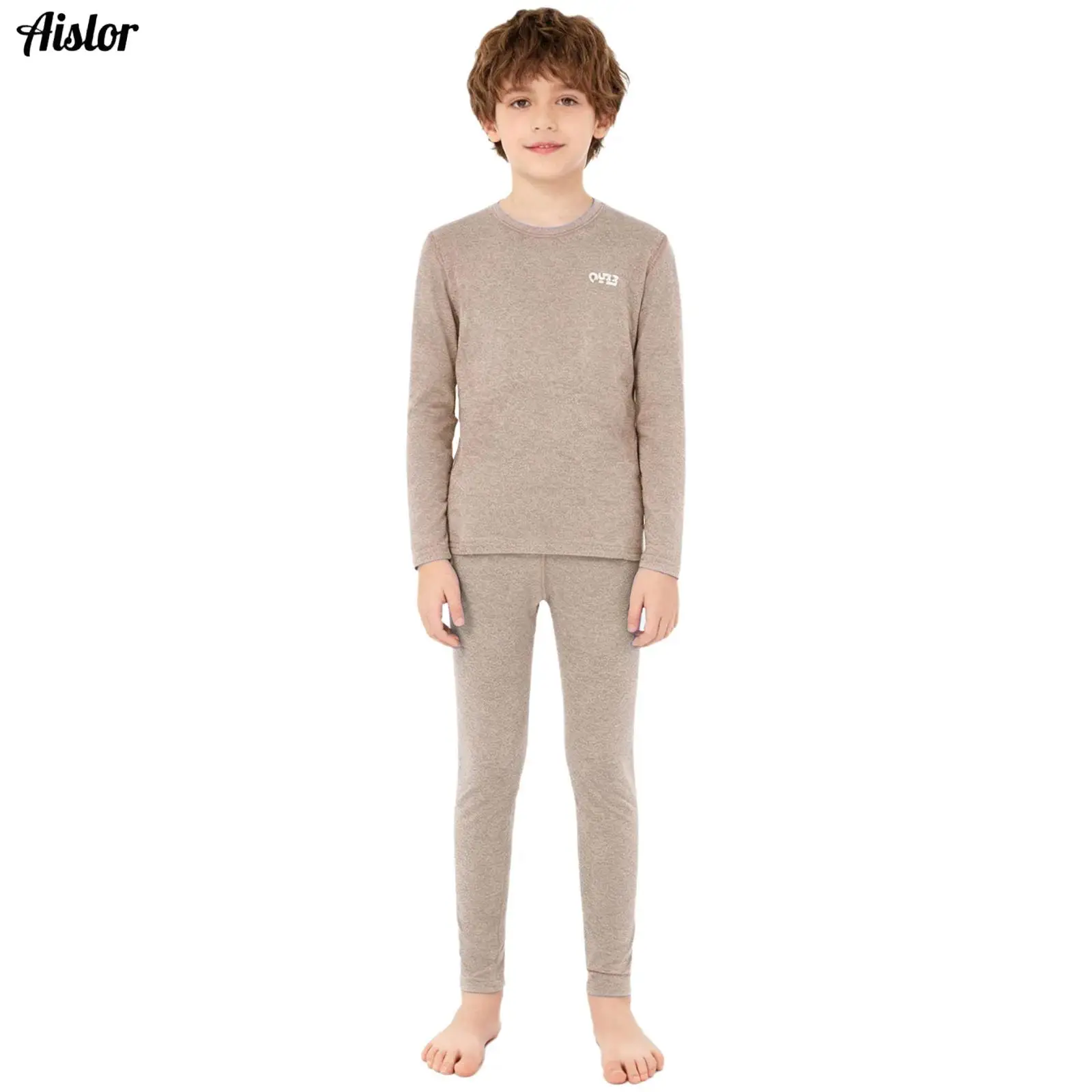 

Kids Boys Girls Lightweight Thermal Underwear Set Nightwear Homerwear Round Neck Long Sleeve Top with Elastic Waistband Leggings
