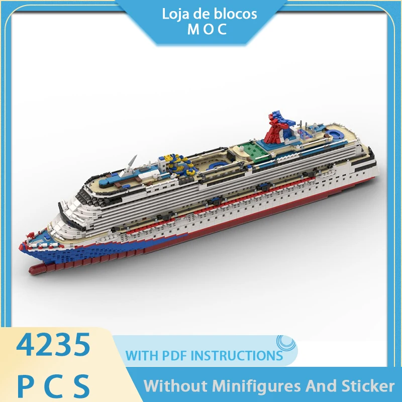New product, MOC building blocks, creative models, Carnival Dream cruise ship, modular design, DIY assembly set of puzzle toys
