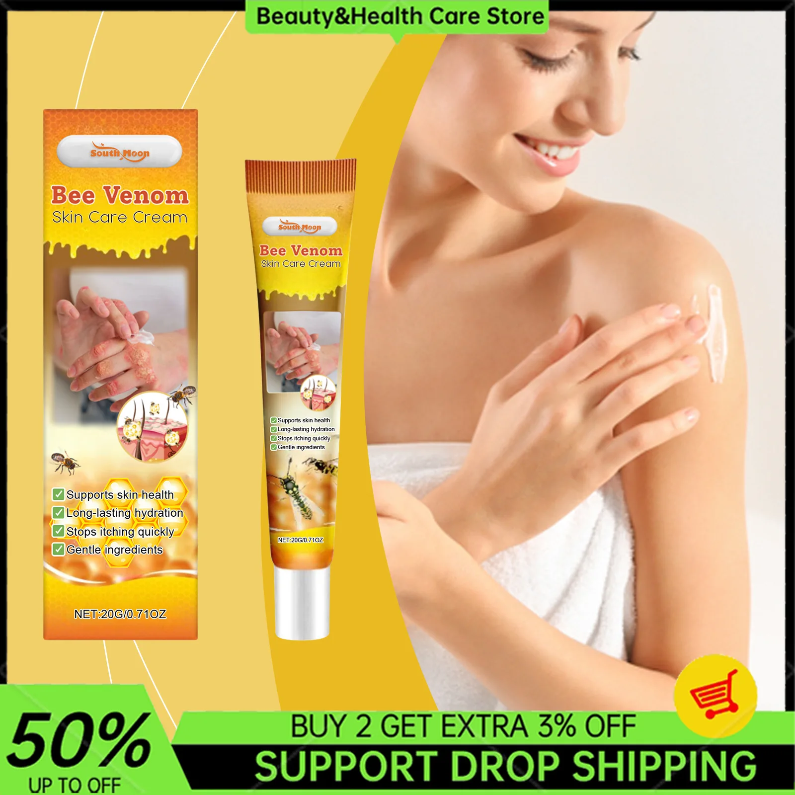 

Bee Venom Skin Care Cream Skin Moisturizer Nourish Dryness Anti Cellulite Keep Brighten Improve Sagging Reduce Dull Body Car