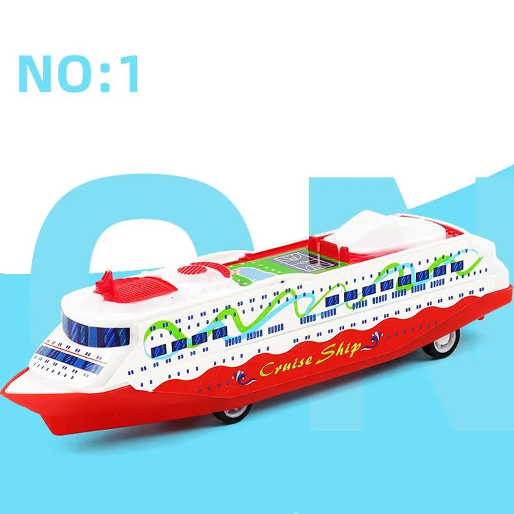 Desktop Ornaments Gliding Sliding Steamship Simulation Model Toy Cruise Boat Model Plastic Mini Pull Back Ship Gift for Kids