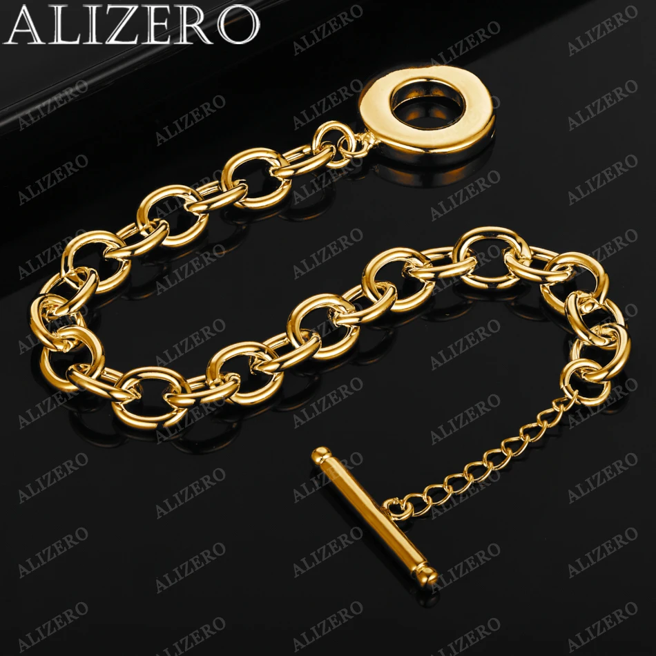 

ALIZERO браслет-цепочка из стерлингового серебра 925 пробы с позолотой 18 карат для женщин и мужчин, модные аксессуары для вечеринок, ювелирные изделия, подарок