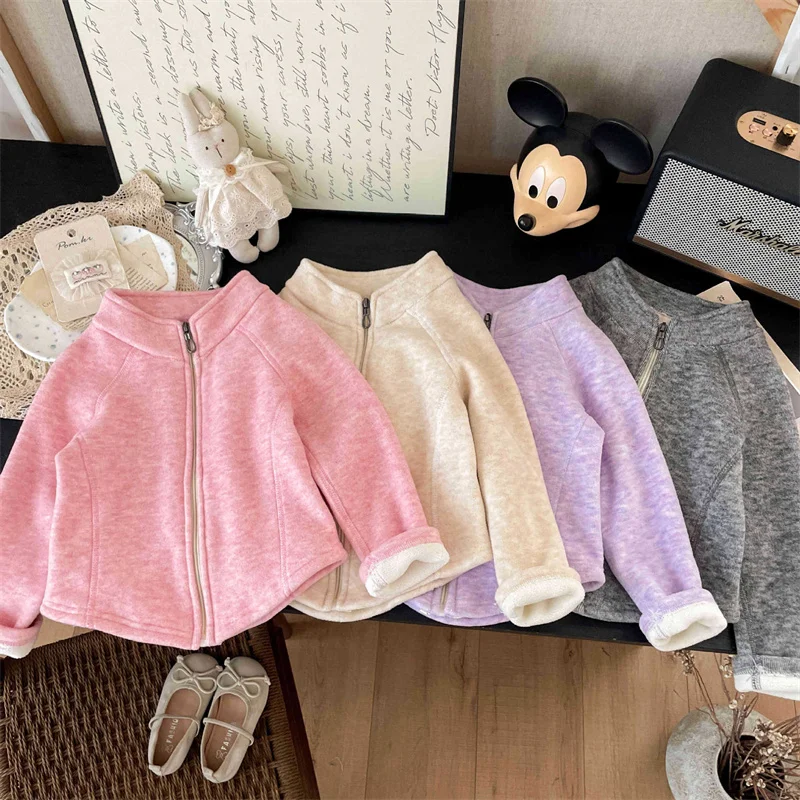 Kids Comfortable Soft Coats Children Winter Warm Versatile Solid Outerwear Girls Thick Thermal Outdoor Casual Jacket  Yk129
