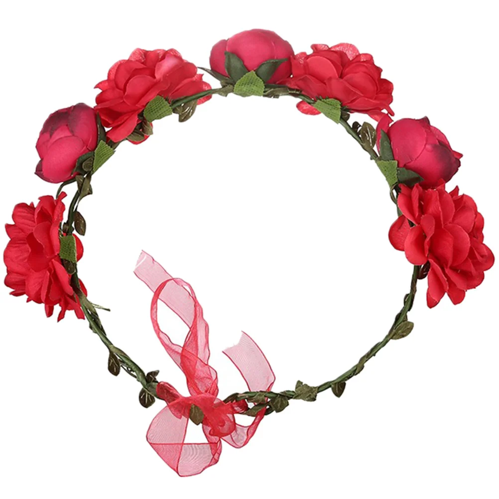 

Artificial Rose Flower Headband Wedding Bridal Wreath Floral Headpiece For Women Travel Holiday Hair Accessory Delicate