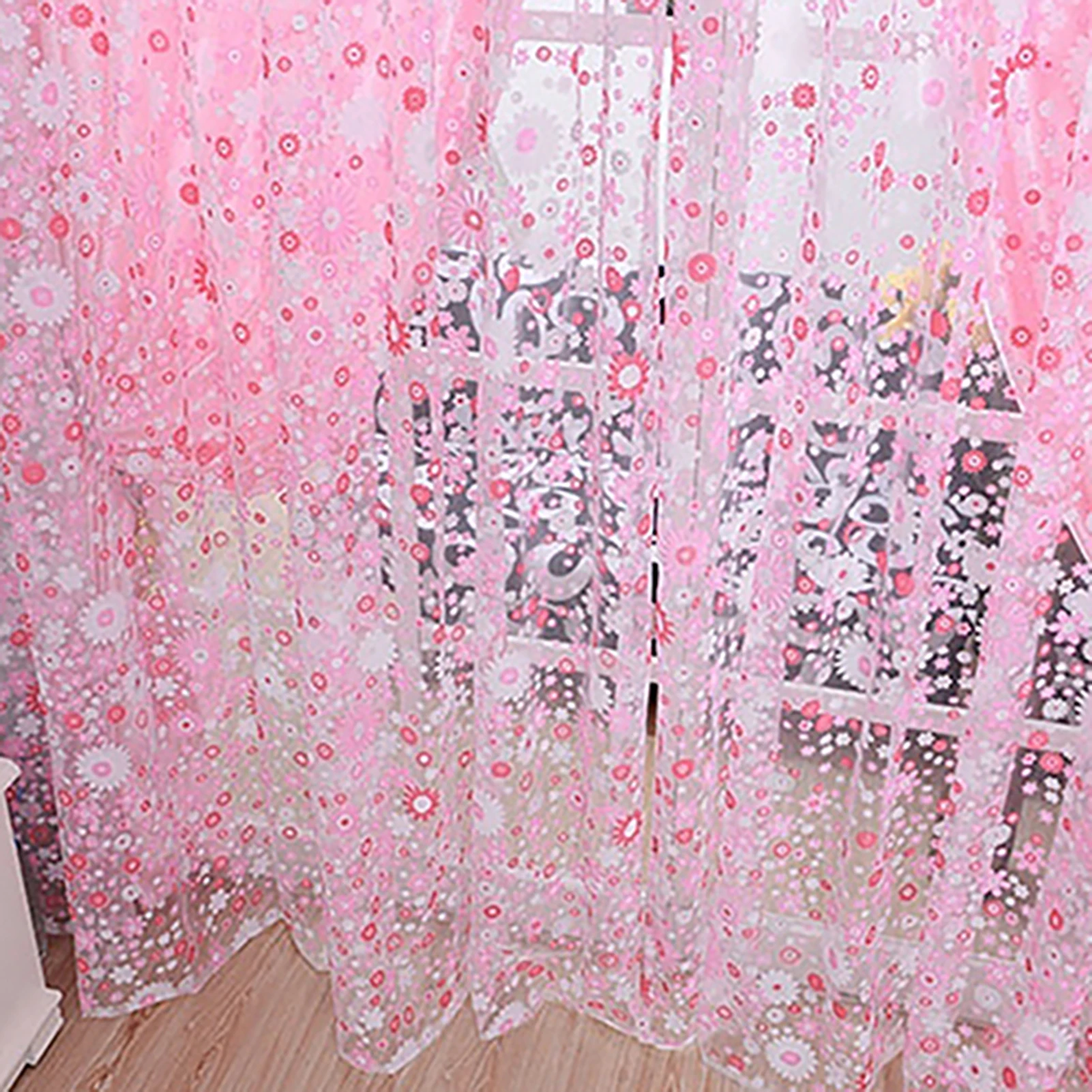 2021 Tulip Flowers Tulle For Kitchen Living Room Bedroom Sheer Curtains Home Decoration Window Treatments Voile Panel Drapes