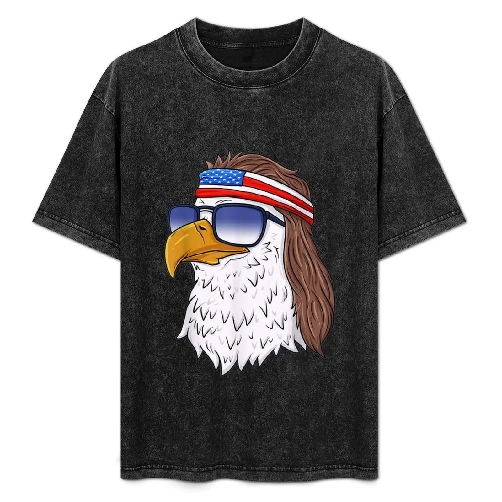 

American Bald Eagle Mullet 4th Of July Funny USA Patriotic T-Shirt Basic Regular Fit Casual T-Shirt
