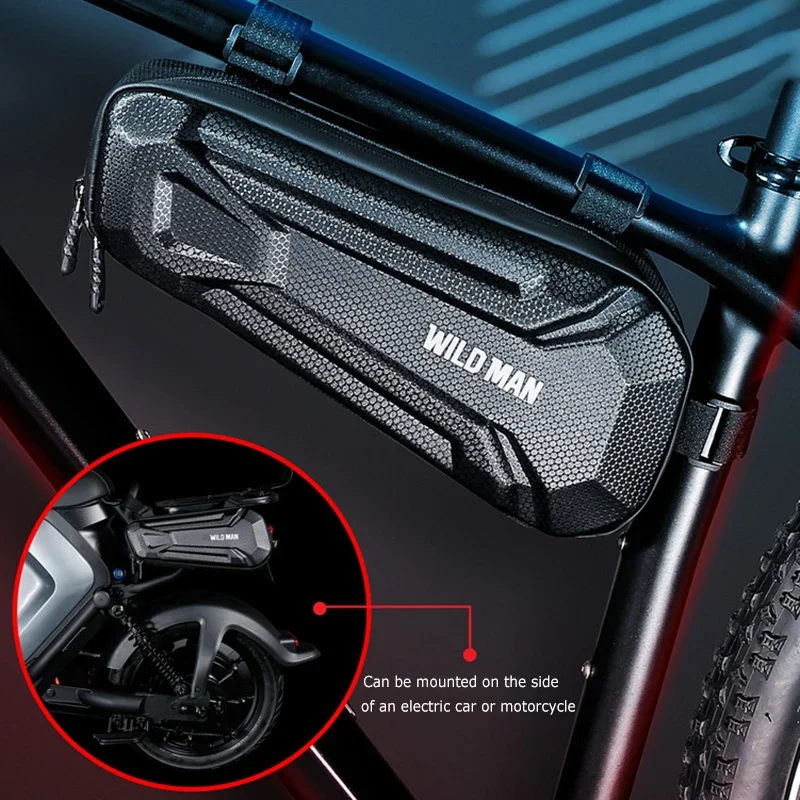 WILD MAN Bicycle Bag EVA Hard Shell Rainproof Bike Triangle Tool Bag  Reflective  Cycling Frame Bag  Mtb Accessories1.8L