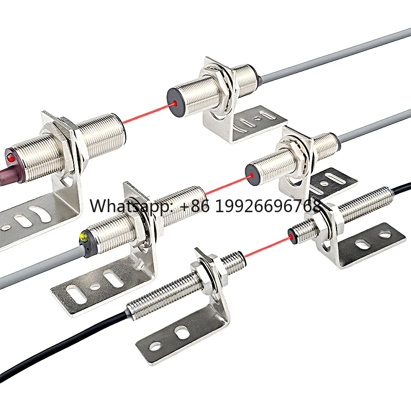 DC 10-30V PNP NPN Red Dot Sight Long Sensing Distance 50M Brass Nickel Industrial Laser Through Beam Switch Sensor