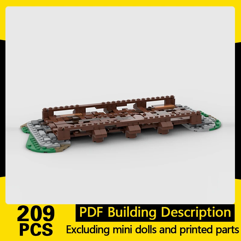 Medieval Castle Model MOC Building Bricks Low Wooden Bridge Modular Technology Gifts Holiday Assemble Children Toys Suit