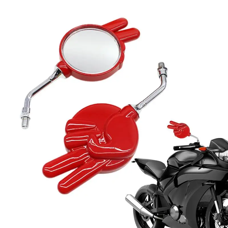 Motorcycle Rear View Mirrors 1 Pair Victory Gesture Funny Handlebar Mirrors Rotatable Clear Vision Mirrors For Cycling