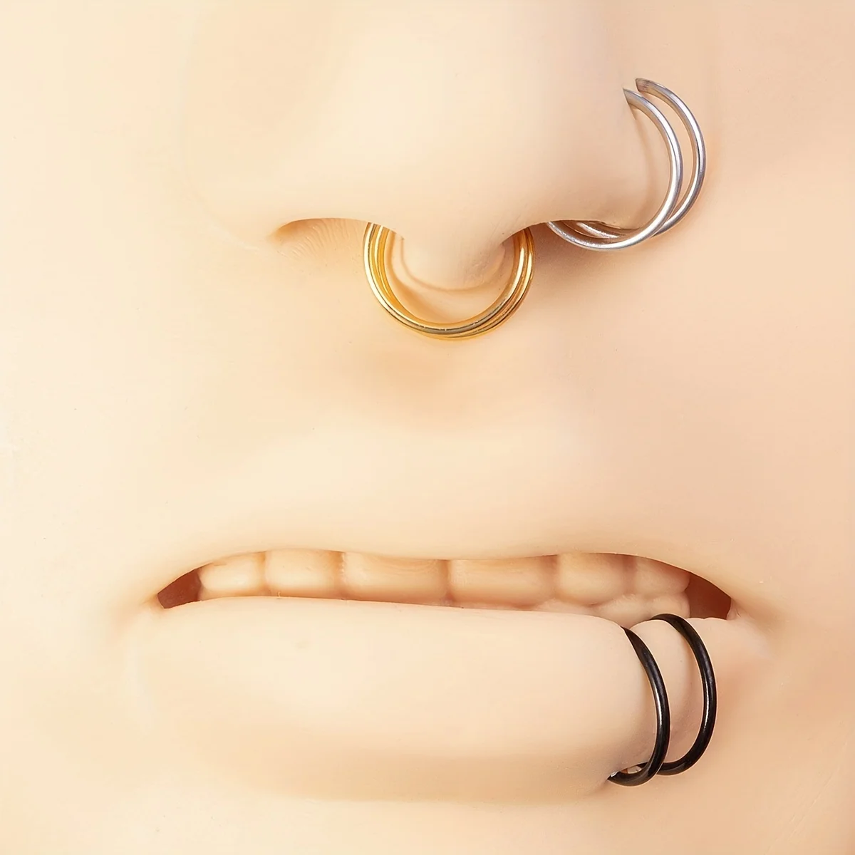 3Pcs 8mm Nose Rings Septum Piercing Hoop Stainless Steel Double Spiral Single Pierced Lip Ring Cartilage Earring 20G