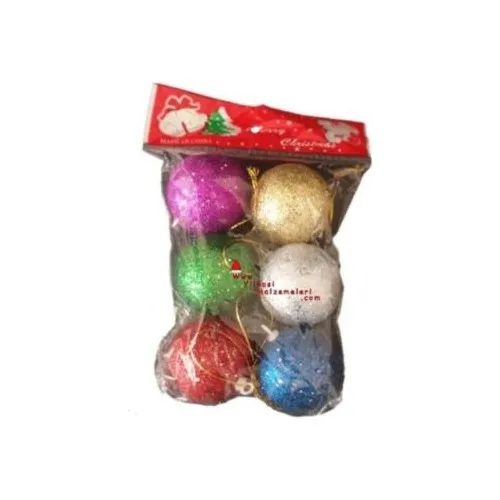 Happyland 4 Package Silvery 3 cm Christmas Pine Tree Cici Ball Hanging Ornament Mixed Color