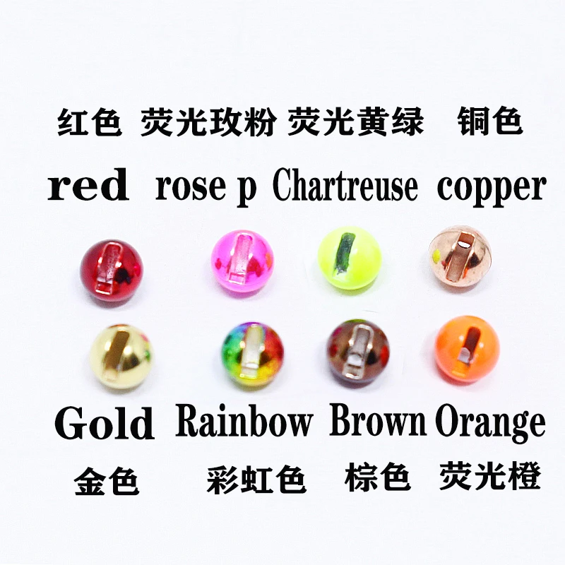 Hot 20pcs/bag colorful slotted tungsten beads 2mm-3mm-4mm sink jig nymphs head bead tying materials for grayling&trout fly tying