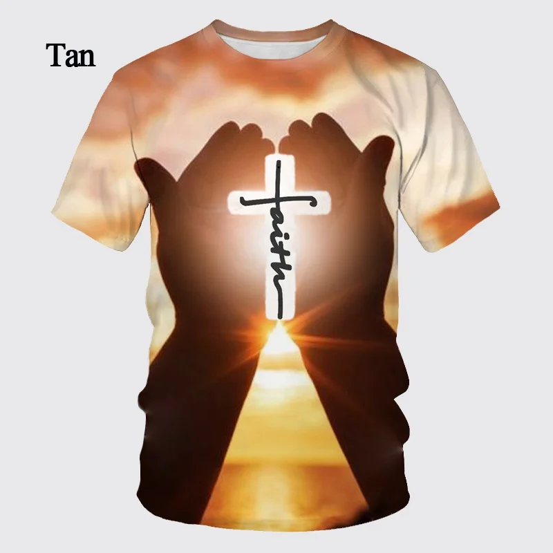 

New Fashion Jesus Cross 3D Printing Cool T-shirt Unisex Round Neck Short Sleeve Harajuku Tops