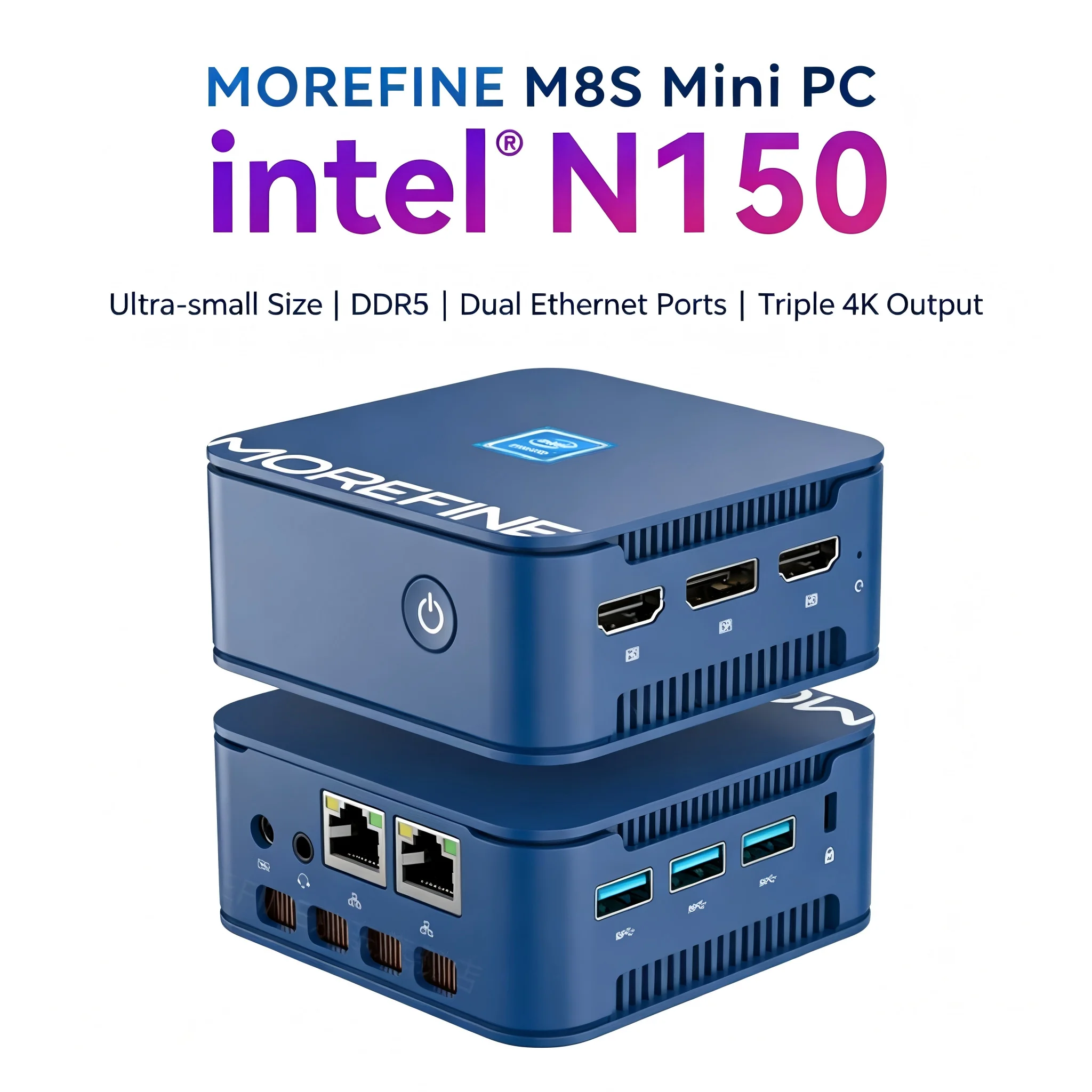MOREFINE M8S New Intel N150 Mini PC Dual 2.5G LAN Soft Router Desktop Computer for Office Home Entertainment 4K DP HDMI