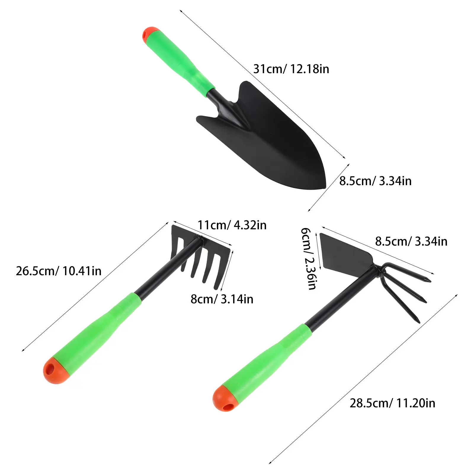 1Set Tool Set Ergonomic Mini Shovel Rake Hoe for Flower Vegetable Planting Transplanting Outdoor Balcony Park Use