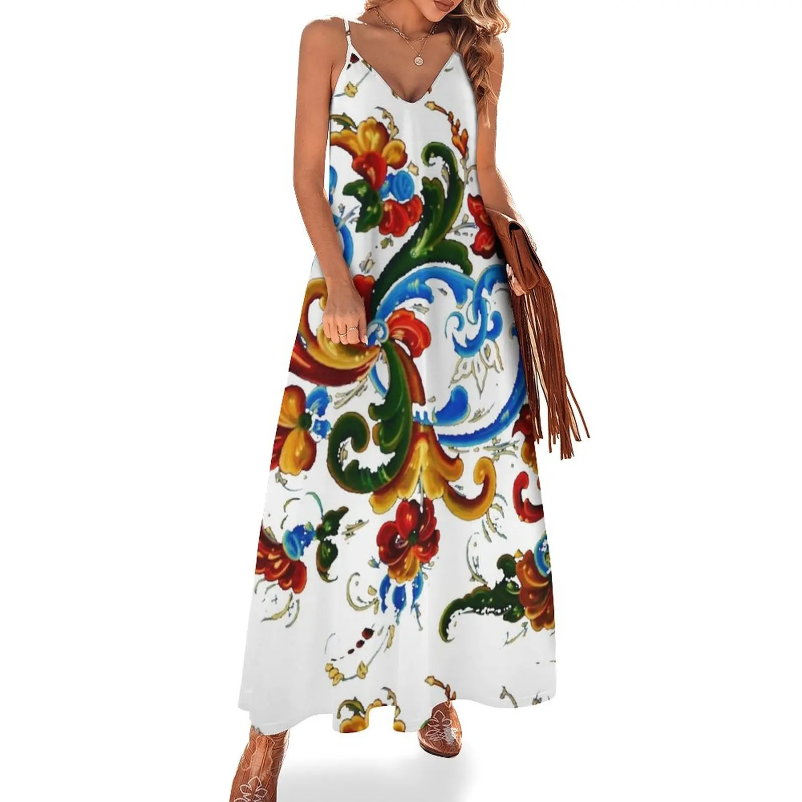 

Rosemaling mystic wind #11 Sleeveless Dress Long veiled dresses ceremony dresses sensual sexy dress for women