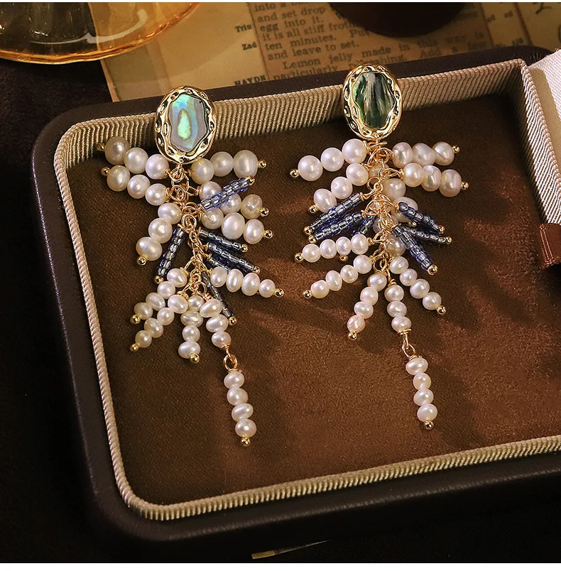 Multi Layer Pearl Abalone Shell Studs Earring For Women Luxury Temperament Bohemian Drop Dangle Earrings Fashion Jewelry Gifts