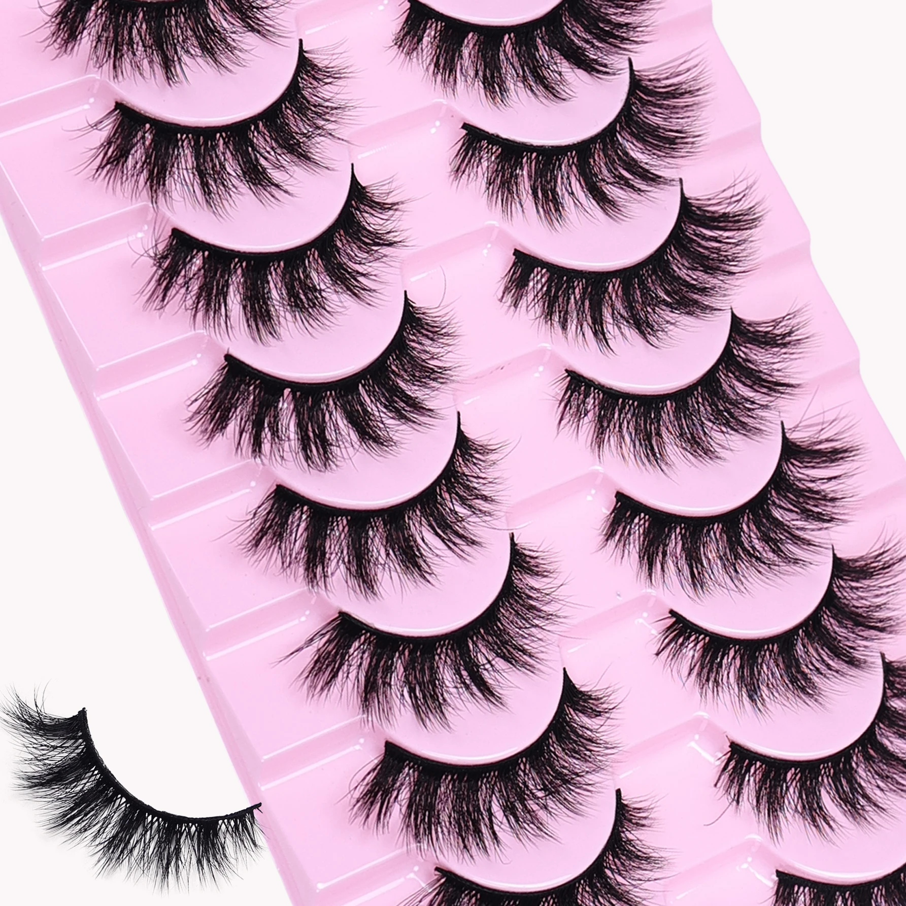10 Pairs Fluffy Wispy False Eyelashes Thick Volume Curly Fake Lashes for Instant Eye Makeup Transformation