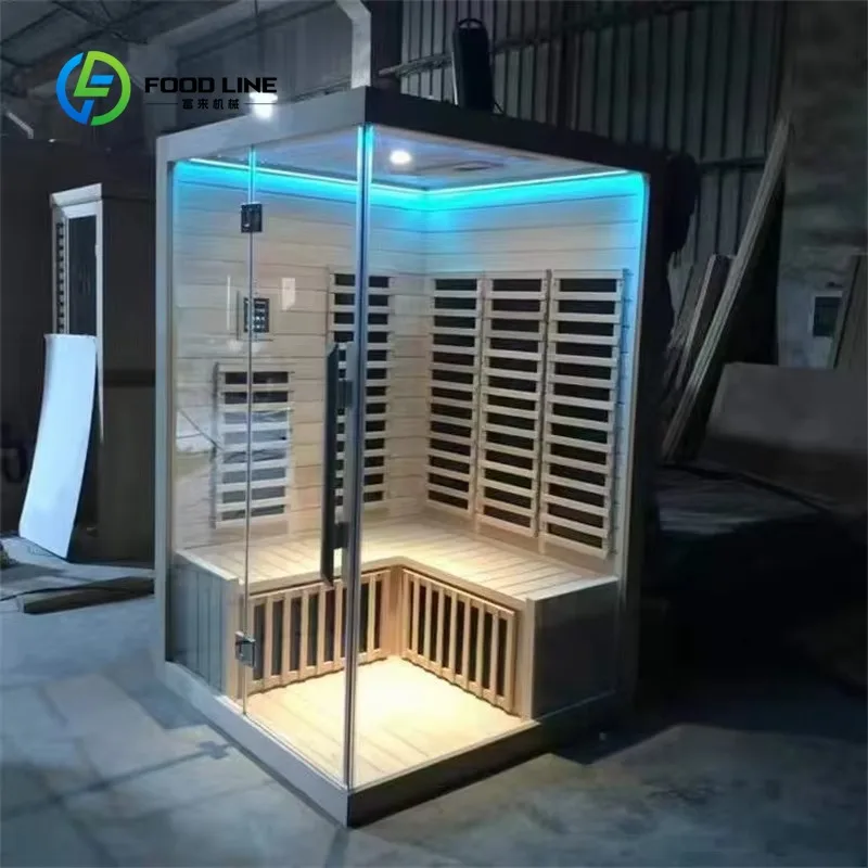 Customized Modern Solid Wood Home Sauna Room Solid Wood Far Infrared Sauna Cabin Indoor Sauna Room Tempered Glass Door