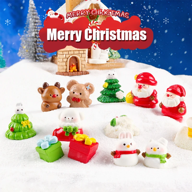 Cartoon Santa Claus Snowman Miniature Figures Cute Christmas Desktop Decoration Creative DIY Home Decoration Accessories Gifts