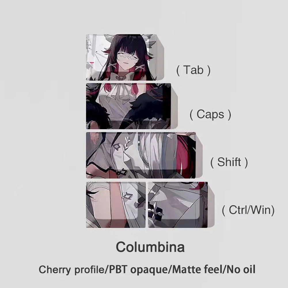 5 Keys/set Genshin Impact‌ Key Caps Tab CapsLK Shift Ctrl Win Keycaps Cherry Profile PBT Dye Subbed Anime Cartoon Gaming Keycap