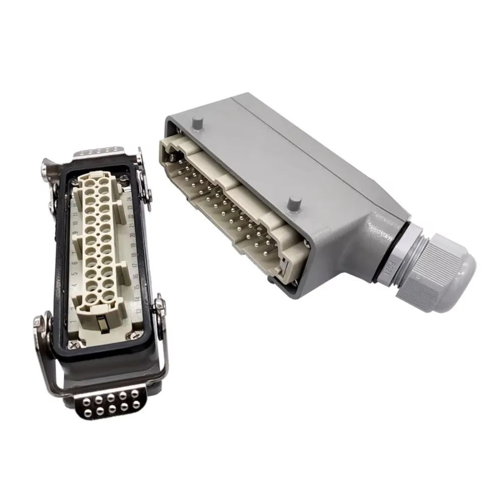 Conectores  alta resistencia HDC-HE-024-1/2/3/4 F/M 24 pines conector rectangular Industrial enchufe 16A 500V conexión  tornillo