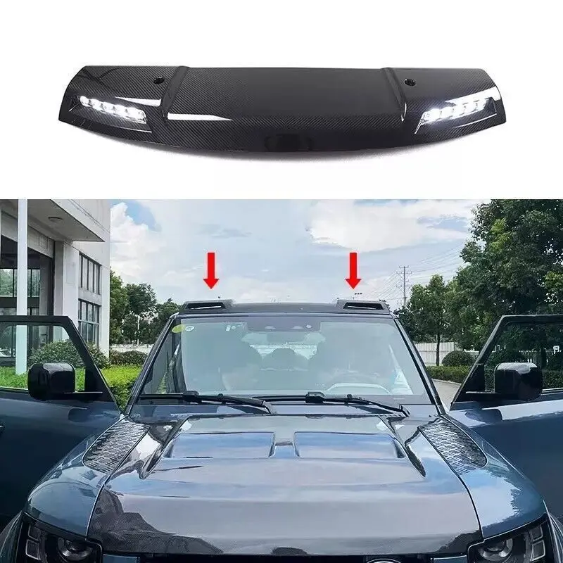 

For LAND ROVER DEFENDER 130 L663 2022 2023 Carbon Roof Light Bar with LED DRL