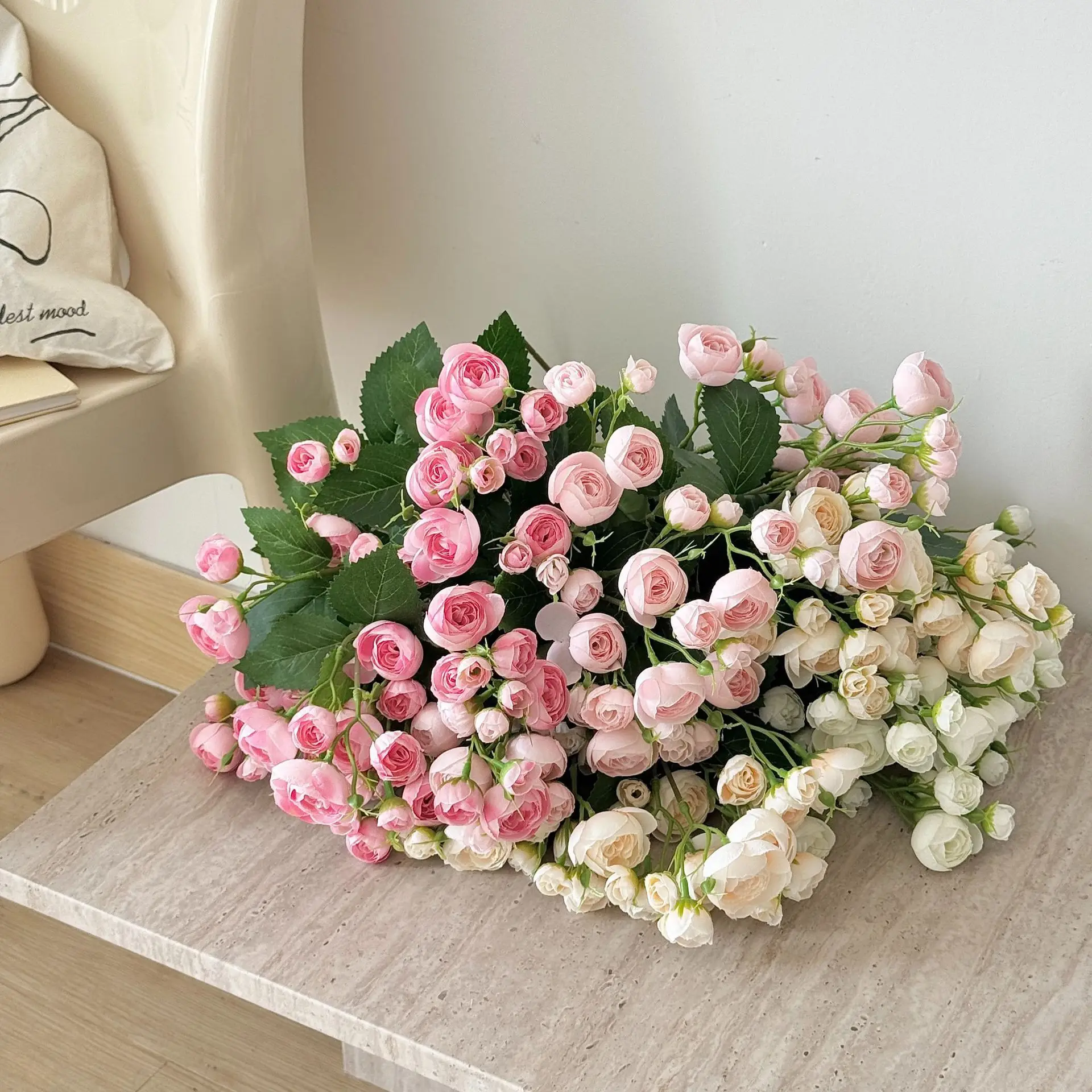 

12 Heads Small Camellia Tea Bud Artificial Flower Bouquet Home Living Room Party Decor Hotel Photography Props