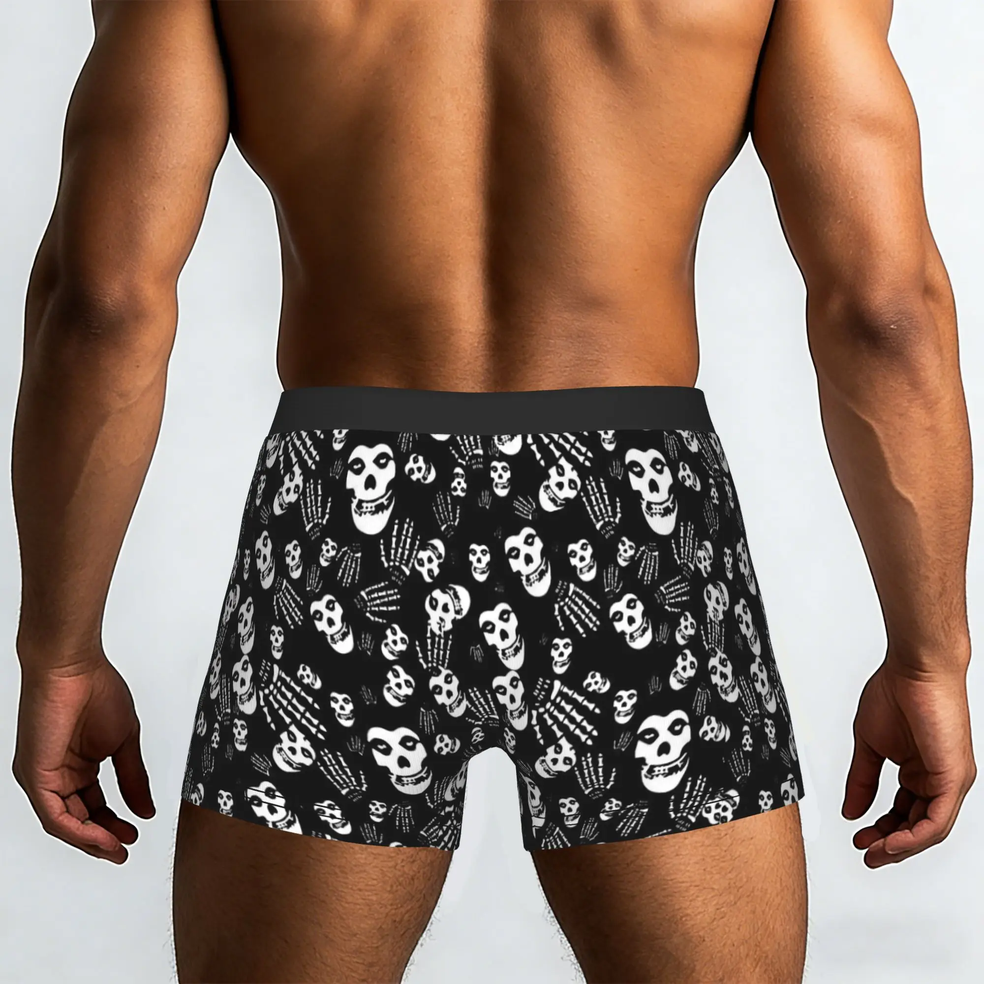 Customized Rock Punk Band Misfits Skull Face Pattern Underwear Men Print Boxer Briefs Shorts Panties Breathable Underpants