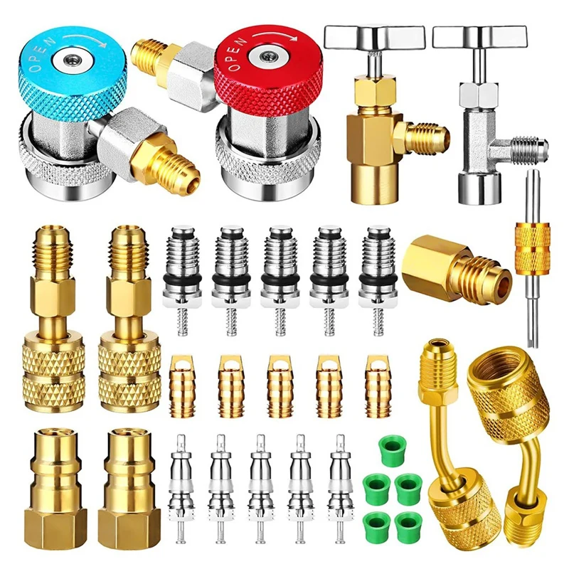 

AC R134A Adapter Quick Coupler Kit, R134a Tank Tap Valve R134a To R22/410A For Air Conditioning Refrigeration System