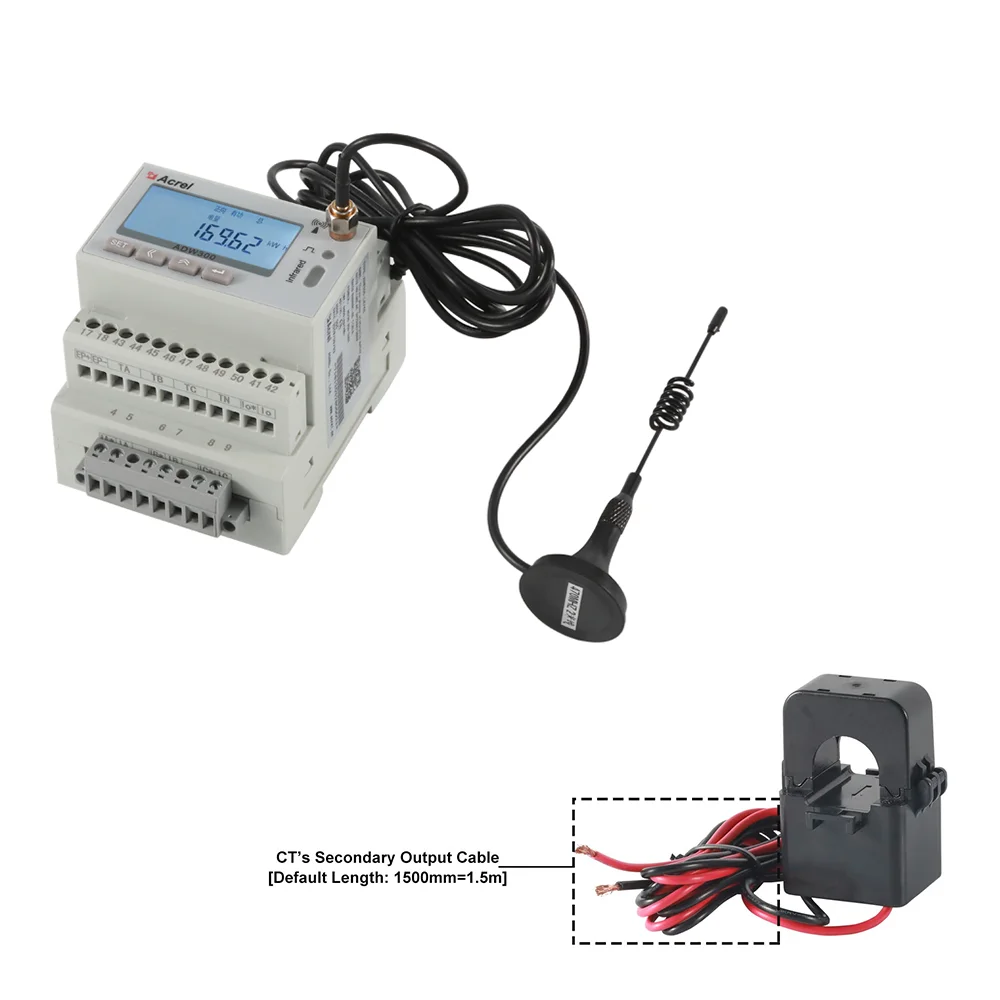 Acrel-medidor de energia inteligente sem fio, Modbus-RTU, Modbus-RTU com núcleo dividido 3 pcs, transformador de corrente 0-300A, IoT WIFI, 3 fases,