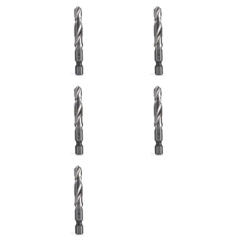 

Y42A-5Pcs M8X1.25Mm High-Speed Steel 4341 Titanium Plated Composite Tap Drill And Tap Integrated Machine Tap Open