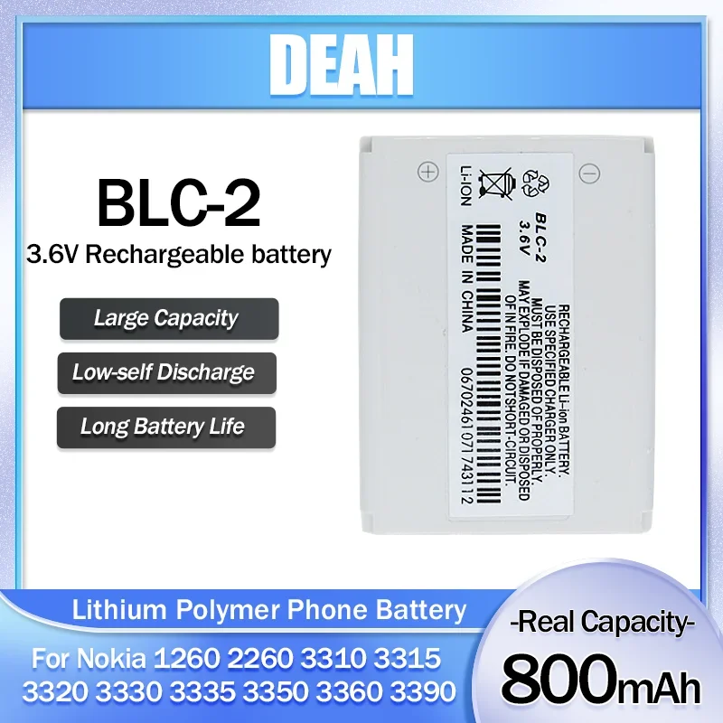 노키아 3310 교체용 휴대폰 배터리, 800mAh, BLC-2 BLC 2, 3330, 3410, 3510, 3510i, 3315, 3350, 3589, 6650, 6800, 6810 5510, 1 개