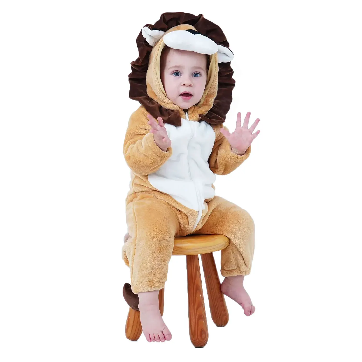 Umorden Baby Lion Cub Costume Boys Infant Toddler 3-6M 6-9M 9-12M 1-2T 2-3T Flannel Winter Pajamas Outfit Hoodie Romper image 3